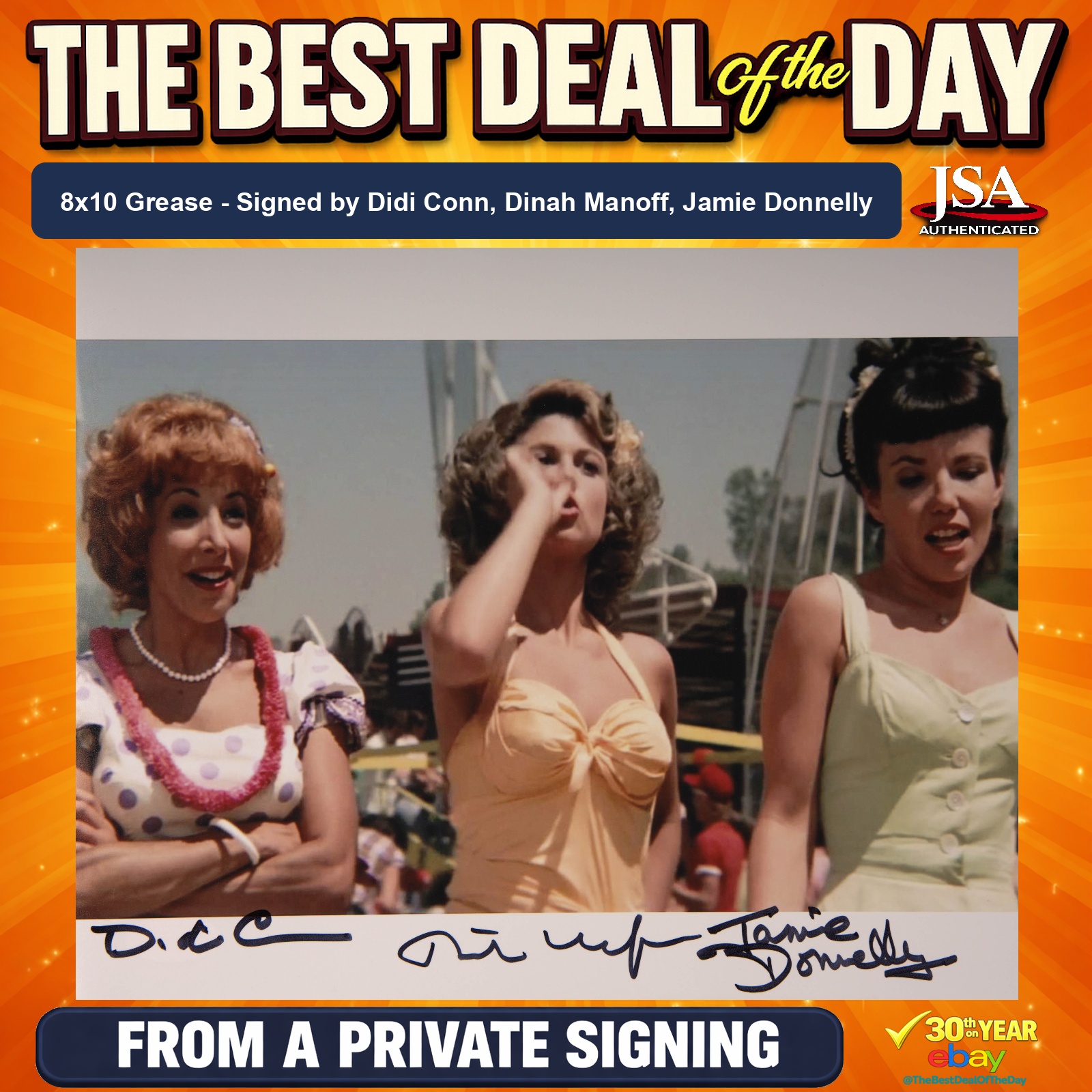Didi Conn, Donnelly & Manoff Signed 8×10 Photo Grease JSA COA Private Signing